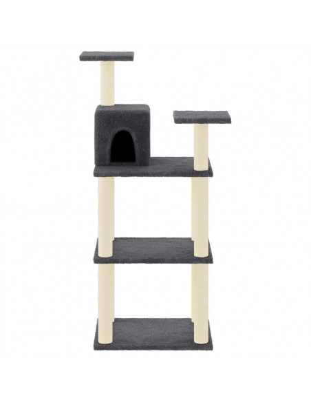 Albero per Gatti con Tiragraffi in Sisal Grigio Scuro 118,5 cm