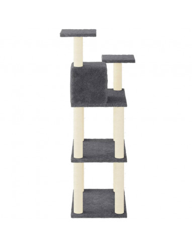 Albero per Gatti con Tiragraffi in Sisal Grigio Scuro 118,5 cm