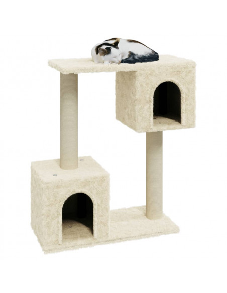 Albero per Gatti con Tiragraffi in Sisal Crema 60 cm