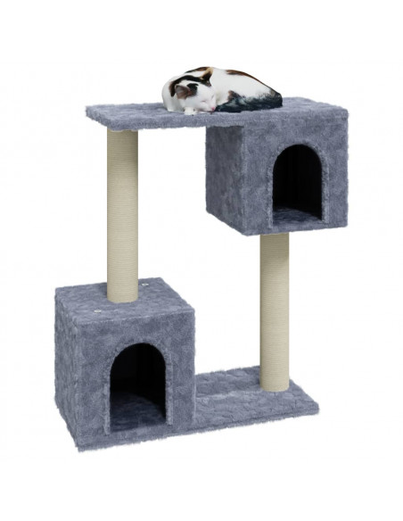 Albero per Gatti con Tiragraffi in Sisal Grigio Chiaro 60 cm