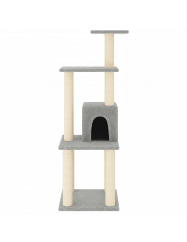Albero per Gatti con Tiragraffi in Sisal Grigio Chiaro 105 cm