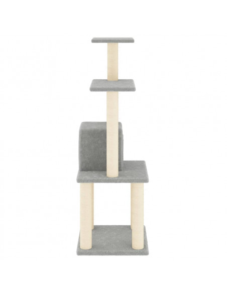 Albero per Gatti con Tiragraffi in Sisal Grigio Chiaro 105 cm