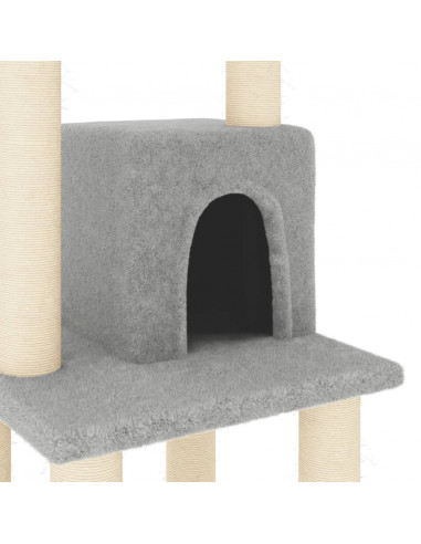 Albero per Gatti con Tiragraffi in Sisal Grigio Chiaro 105 cm