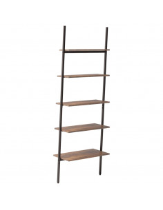 Scaffale Pendente 5 Livelli Marrone Scuro e Nero 64x34x185,5 cm