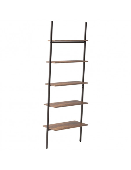 Scaffale Pendente 5 Livelli Marrone Scuro e Nero 64x34x185,5 cm