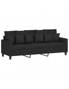 Set Divani 4 pz con Cuscini Nero in Tessuto