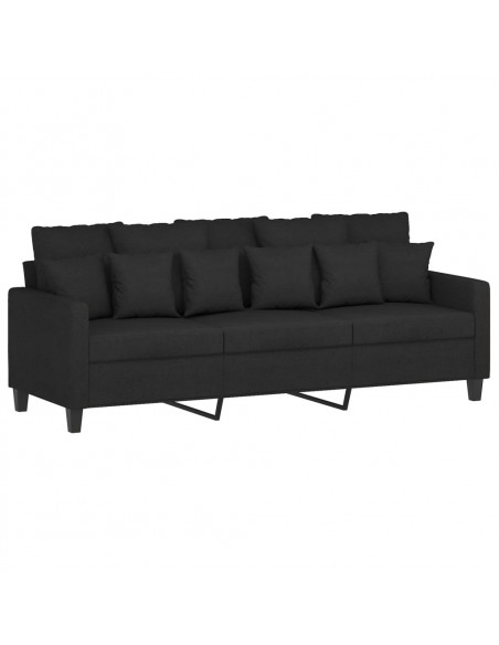 Set Divani 4 pz con Cuscini Nero in Tessuto