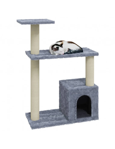Albero per Gatti con Tiragraffi in Sisal Grigio Chiaro 70 cm
