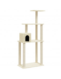 Albero per Gatti con Tiragraffi in Sisal Crema 147 cm 2