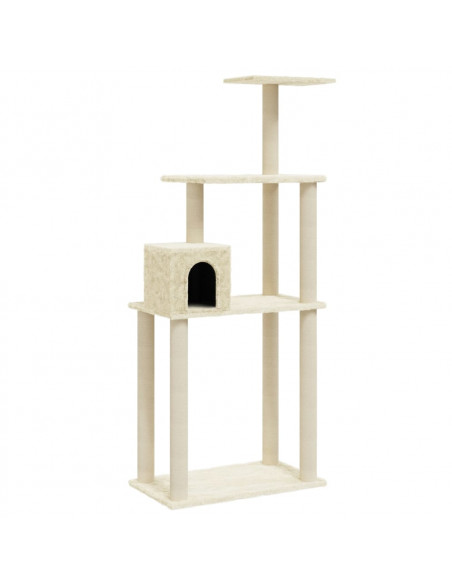Albero per Gatti con Tiragraffi in Sisal Crema 147 cm