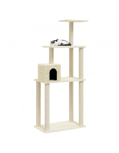 Albero per Gatti con Tiragraffi in Sisal Crema 147 cm