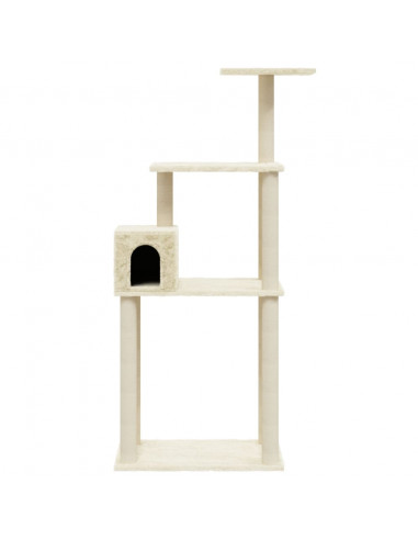 Albero per Gatti con Tiragraffi in Sisal Crema 147 cm