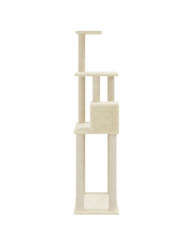 Albero per Gatti con Tiragraffi in Sisal Crema 147 cm