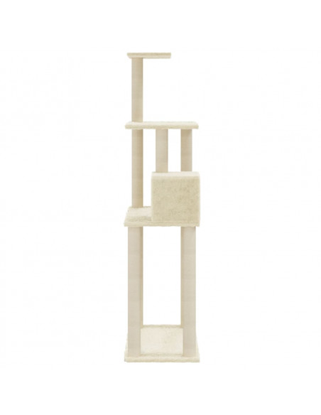 Albero per Gatti con Tiragraffi in Sisal Crema 147 cm