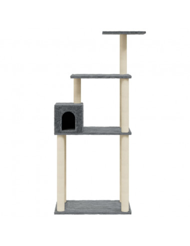 Albero per Gatti con Tiragraffi in Sisal Grigio Scuro 147 cm