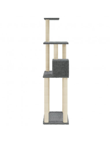 Albero per Gatti con Tiragraffi in Sisal Grigio Scuro 147 cm