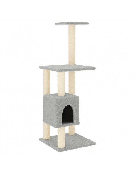 Albero per Gatti con Tiragraffi in Sisal Grigio Chiaro 104 cm