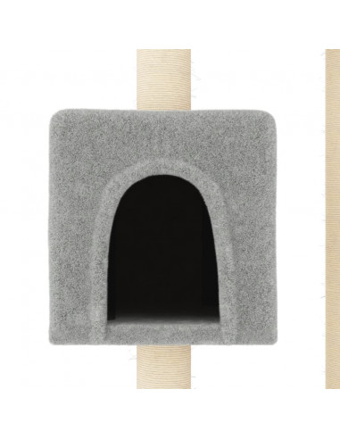 Albero per Gatti con Tiragraffi in Sisal Grigio Chiaro 104 cm