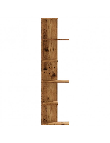 Scaffale Angolare Muro Legno Antico 36,5x36,5x140cm Multistrato