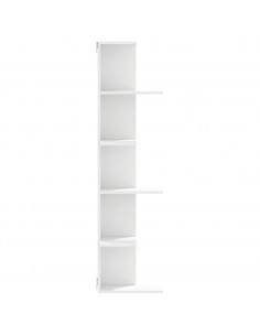 Scaffale Angolare Muro Bianco 36,5x36,5x140cm Legno Multistrato