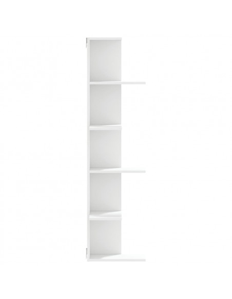 Scaffale Angolare Muro Bianco 36,5x36,5x140cm Legno Multistrato