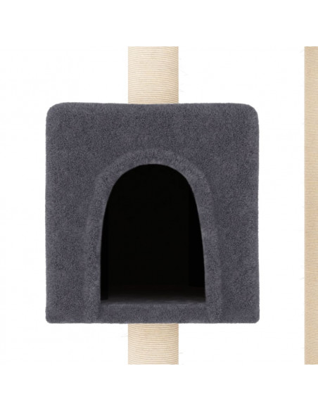 Albero per Gatti con Tiragraffi in Sisal Grigio Scuro 104 cm
