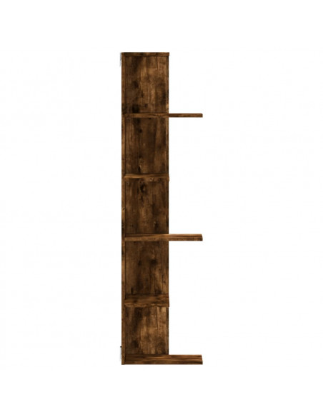 Scaffale Angolare Muro Rovere Fumo 36,5x36,5x140cm Multistrato