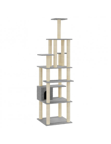 Albero per Gatti con Tiragraffi in Sisal Grigio Chiaro 183 cm