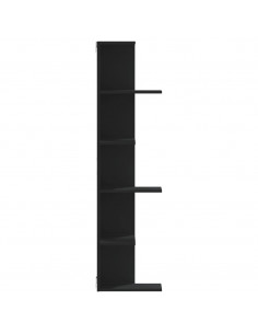 Scaffale Angolare Muro Nero 36,5x36,5x140 cm Legno Multistrato
