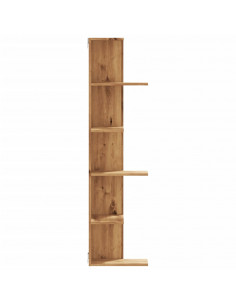 Scaffale Angolare Muro Rovere Artigianale 36,5x36,5x140cm Legno