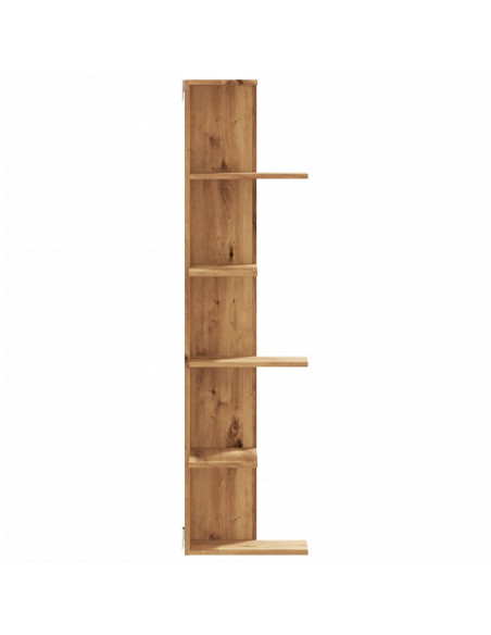 Scaffale Angolare Muro Rovere Artigianale 36,5x36,5x140cm Legno