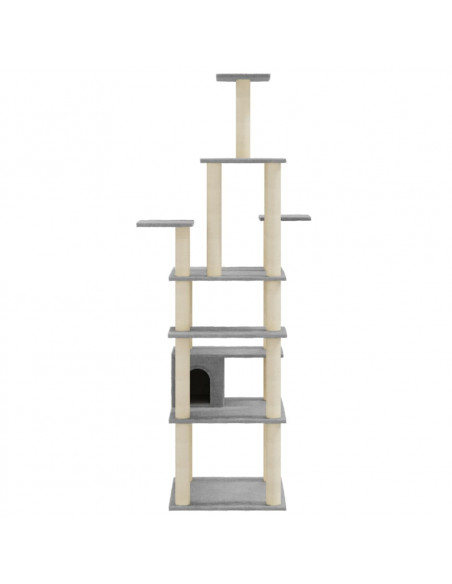 Albero per Gatti con Tiragraffi in Sisal Grigio Chiaro 183 cm