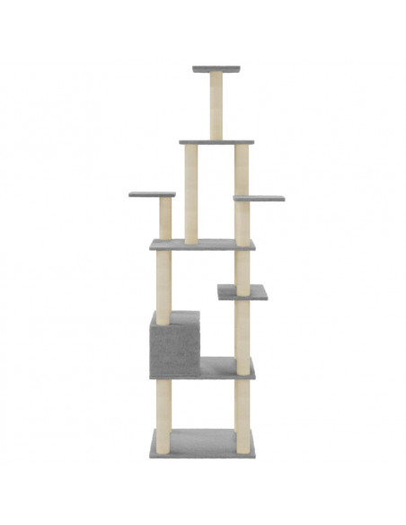 Albero per Gatti con Tiragraffi in Sisal Grigio Chiaro 183 cm