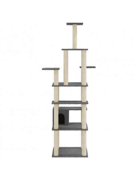 Albero per Gatti con Tiragraffi in Sisal Grigio Scuro 183 cm