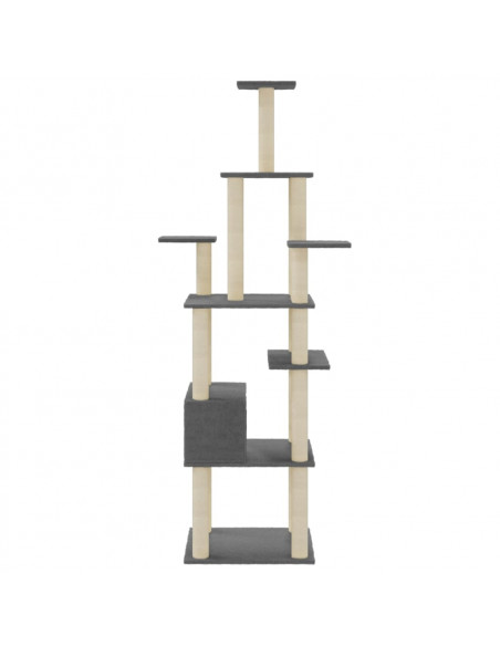 Albero per Gatti con Tiragraffi in Sisal Grigio Scuro 183 cm
