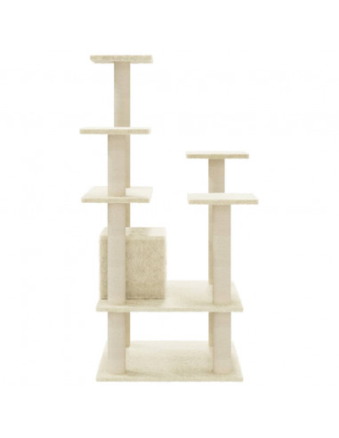 Albero per Gatti con Pali Tiragraffi in Sisal Crema 110 cm