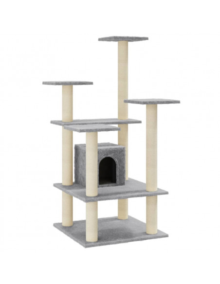 Albero per Gatti con Tiragraffi in Sisal Grigio Chiaro 110 cm