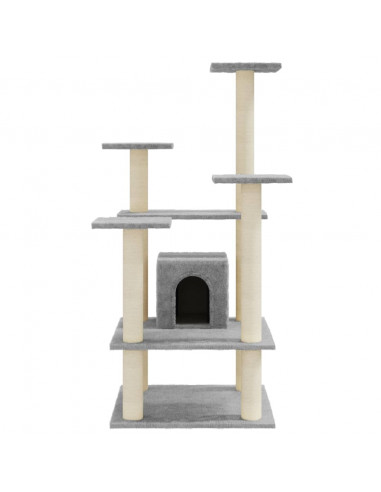 Albero per Gatti con Tiragraffi in Sisal Grigio Chiaro 110 cm