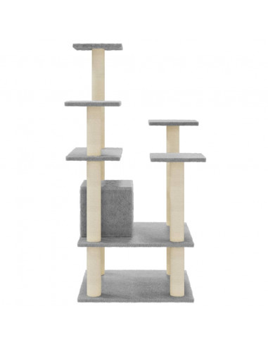 Albero per Gatti con Tiragraffi in Sisal Grigio Chiaro 110 cm