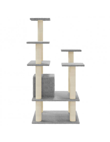 Albero per Gatti con Tiragraffi in Sisal Grigio Chiaro 110 cm