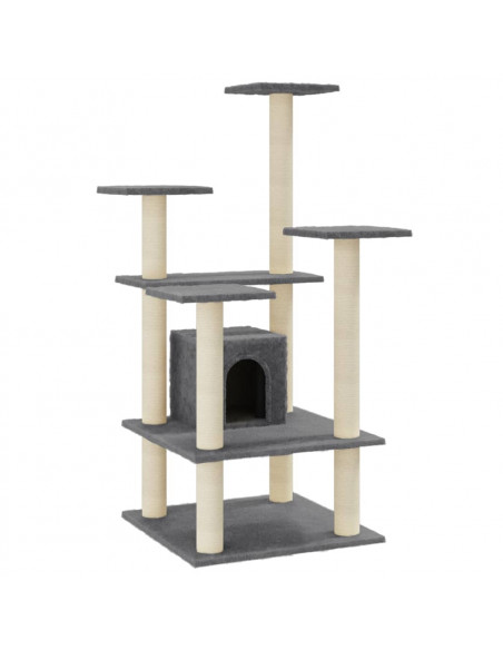 Albero per Gatti con Tiragraffi in Sisal Grigio Scuro 110 cm