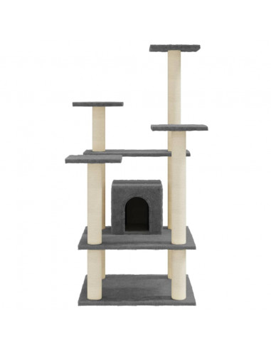 Albero per Gatti con Tiragraffi in Sisal Grigio Scuro 110 cm