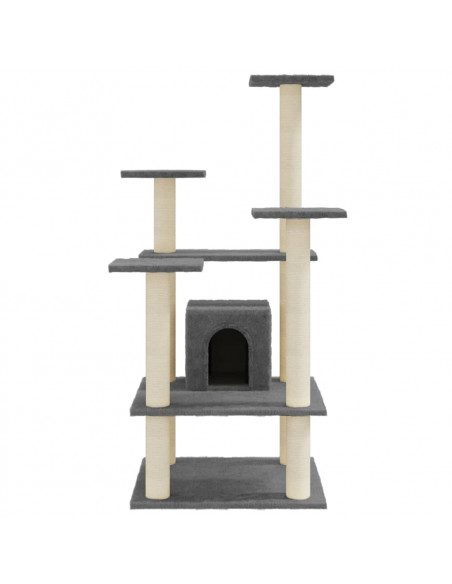 Albero per Gatti con Tiragraffi in Sisal Grigio Scuro 110 cm
