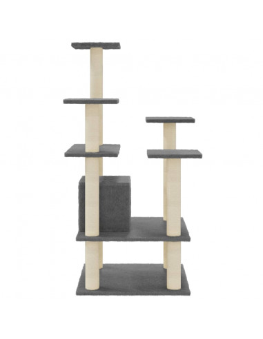 Albero per Gatti con Tiragraffi in Sisal Grigio Scuro 110 cm