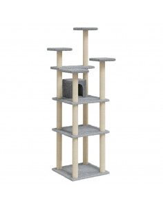 Albero per Gatti con Tiragraffi in Sisal Grigio Chiaro 171 cm 2