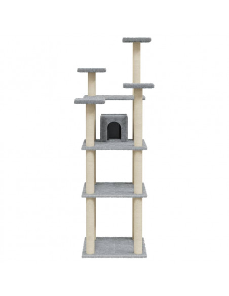 Albero per Gatti con Tiragraffi in Sisal Grigio Chiaro 171 cm