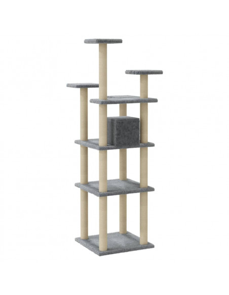 Albero per Gatti con Tiragraffi in Sisal Grigio Chiaro 171 cm