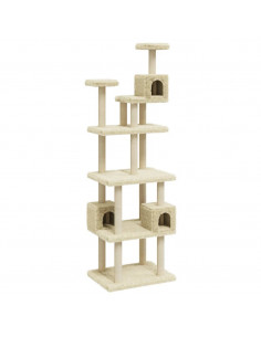 Albero per Gatti con Tiragraffi in Sisal Crema 188 cm 2