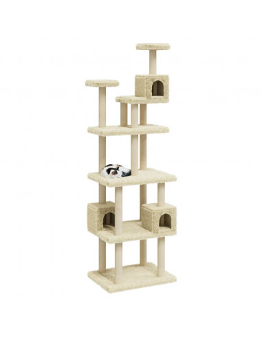 Albero per Gatti con Tiragraffi in Sisal Crema 188 cm