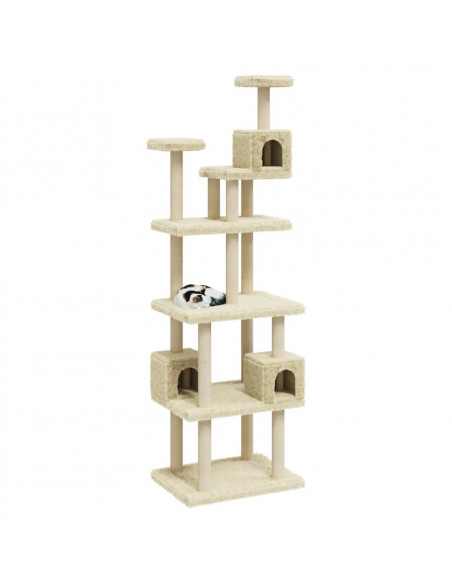 Albero per Gatti con Tiragraffi in Sisal Crema 188 cm